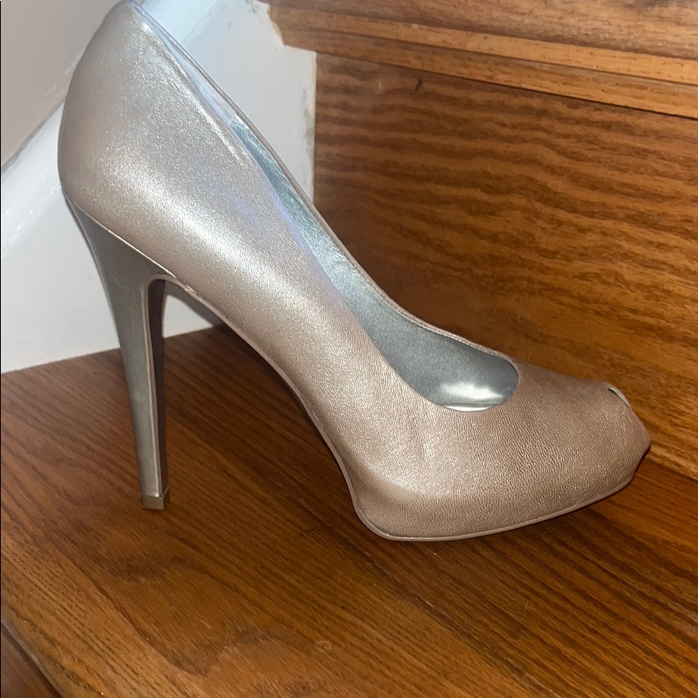Elegant Metallic Peep-Toe Heels